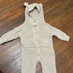 Jamie Kay button up hooded bear one piece 0-3M